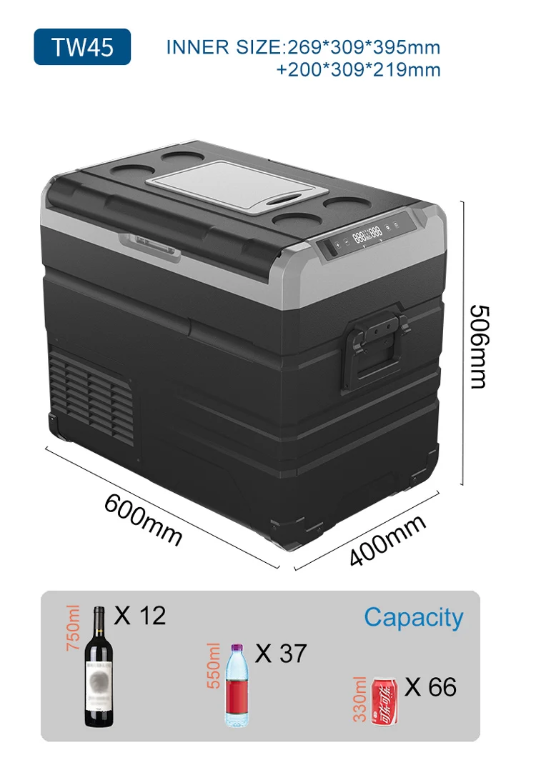TW45 small 12v Trucks Compressors Refrigerator Mini Deep Freezer Refrigerators Small Wine Cooler Skincare Beauty Car Fridge
