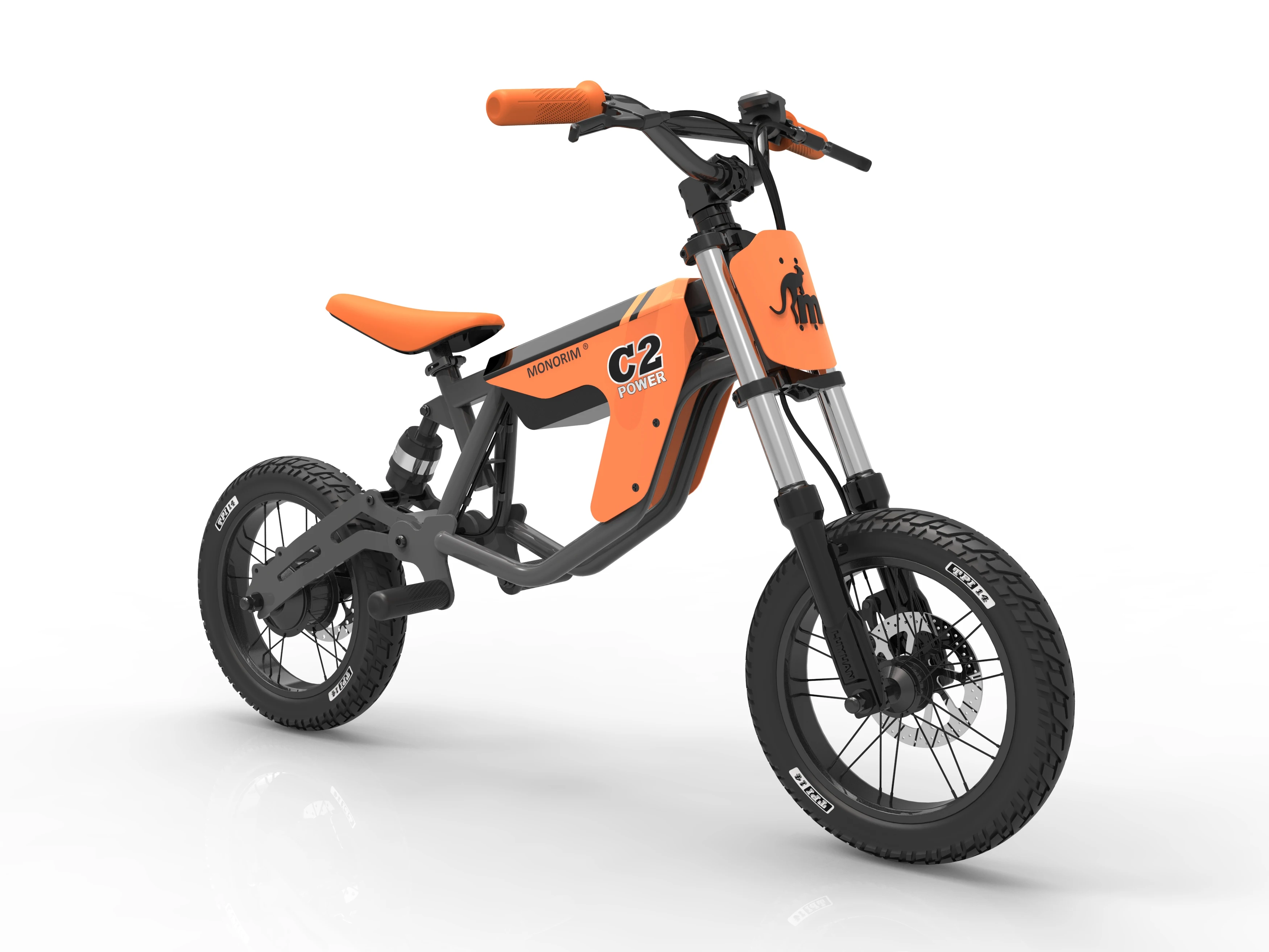 Monorim C2 Kids Electric Motorcycle 24V 200W with 12 Inch Pneumatic Tires and Adjustable Seat and Cool Riding Sound Effects
