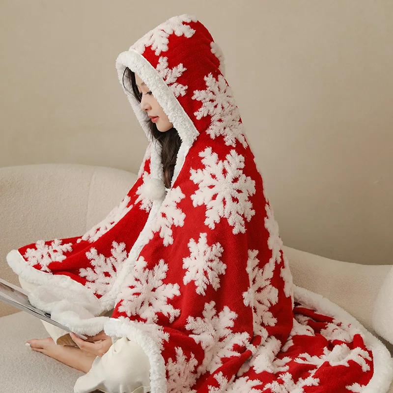 Double Sided Flannel Custom Animal Hooded Halloween Blanket With Hood