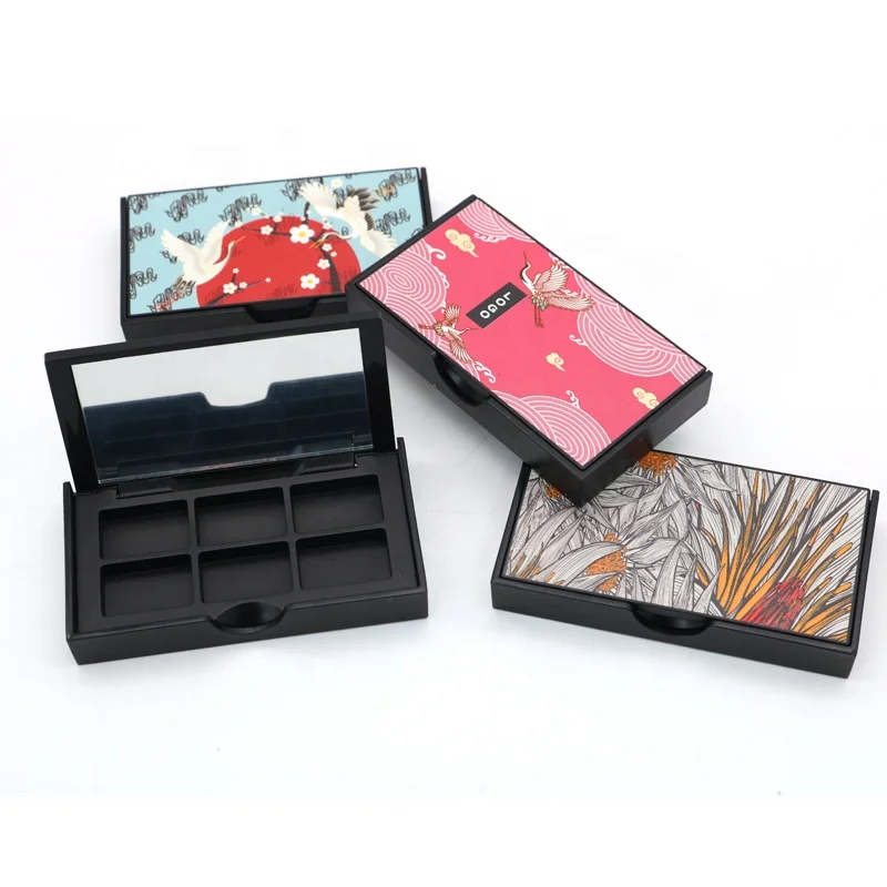 luxury high-end square mini cute empty magnetic makeup eyeshadow palette private label 6 color eyeshadow case with 3D printing