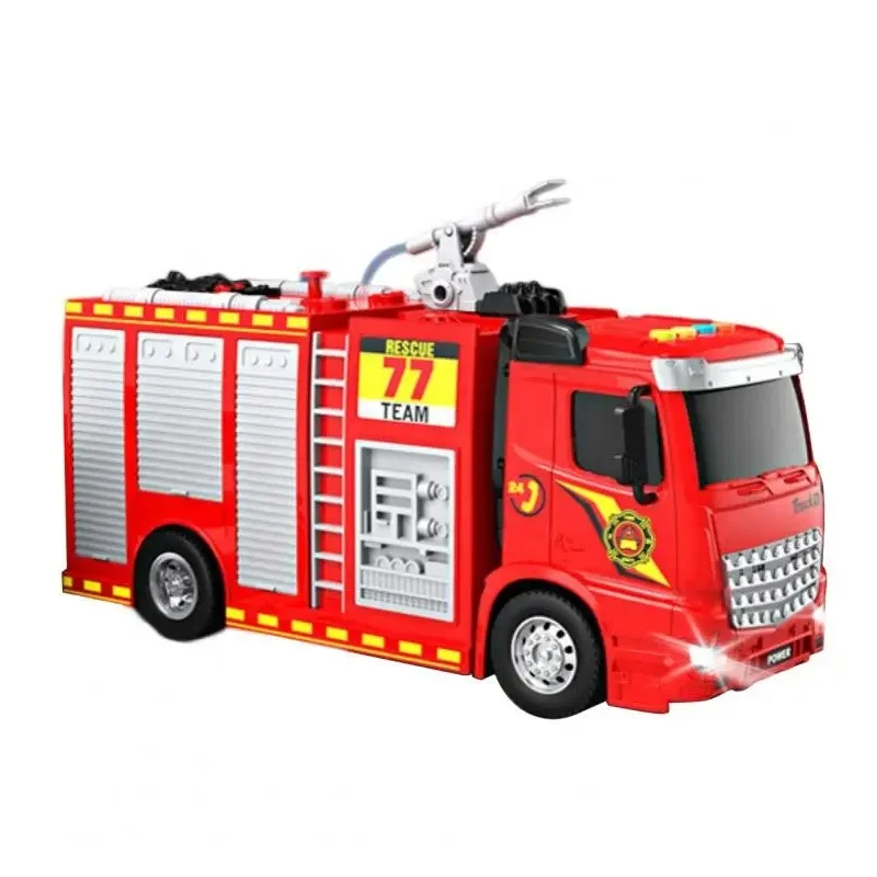 1:16 Scale Inertial Water Spray Sprinkler Truck Friction Vehicle Fire Toy Engine with Light Simulated Sound and Music