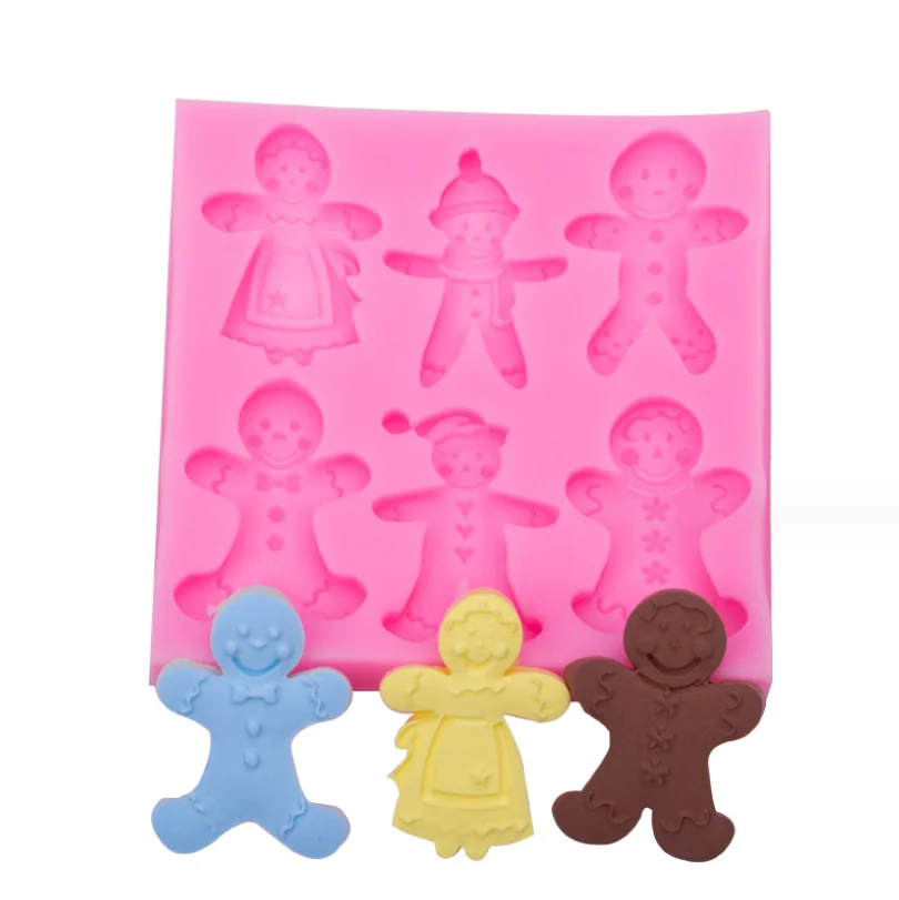 6 Pcs Christmas Liquid Silicone Fondant Molds Set 3D Cake Baking Tools For Chocolate Candy Cookie Decoration