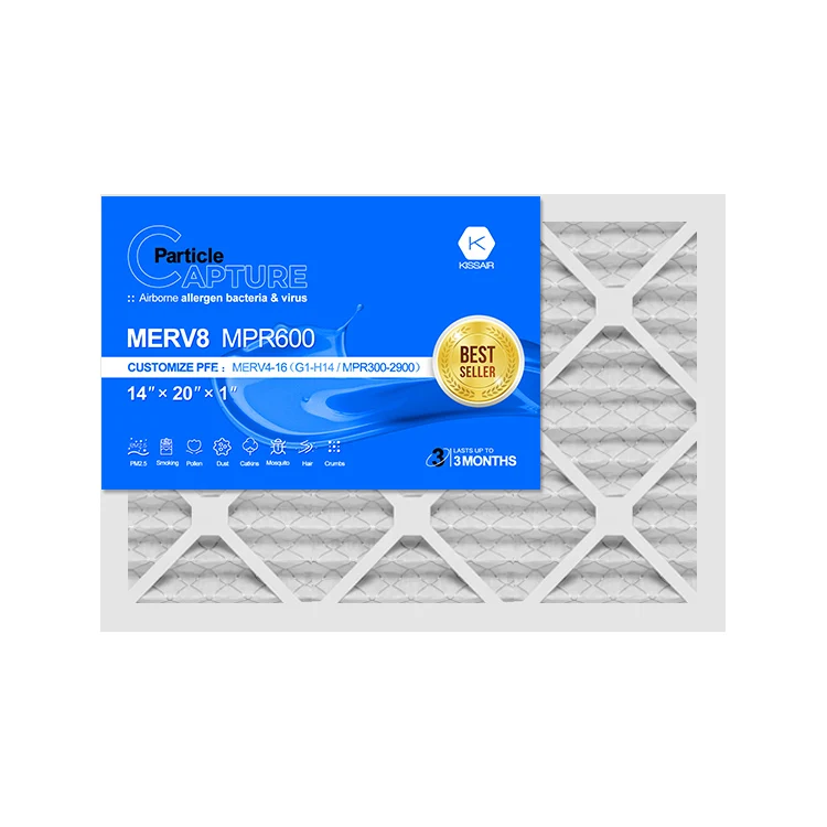 MERV 8 14x20x1 furnace Air Filter Supplier Clean Room AC Pleated Pre Air Filter G4 Pre Air Purifier
