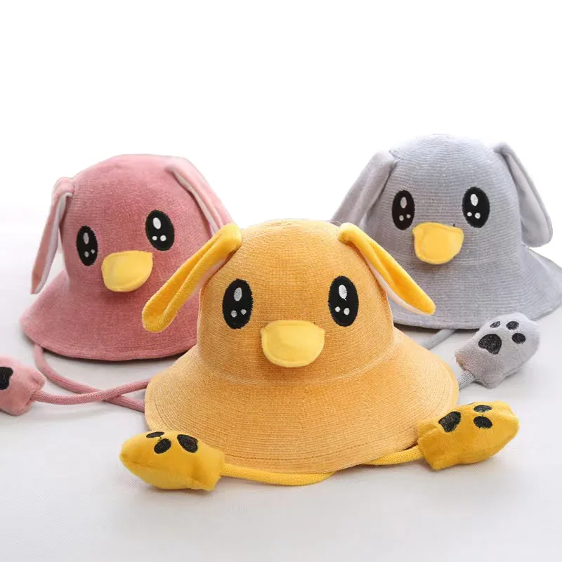 Funny Duckie Hat With Moving Ears Cartoon Duck Ears Beanie Hat Chenille Knitted Airbag Cap Party Costume Birthday Gift Toy Hats
