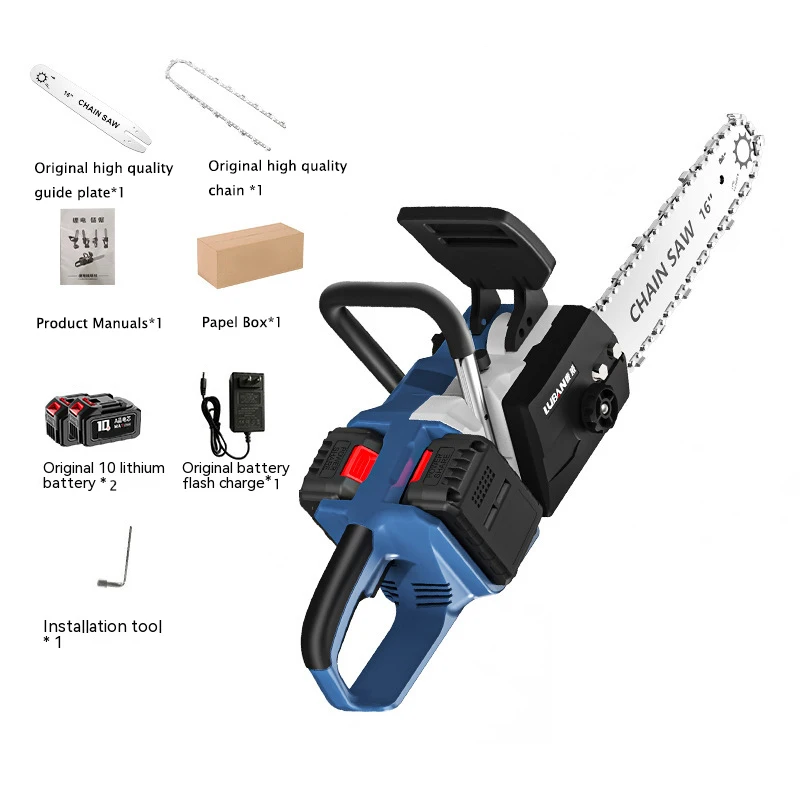 Rechargeable 16inch Electric Cordless Chainsaw Electric Chain Saw Cordless mini Li-ion Chainsaw For Sawing With Two Batteries
