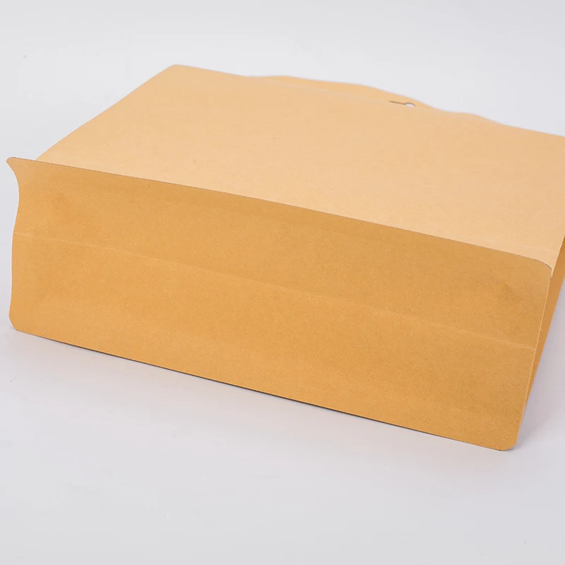 In stock flour ziplock pouches aluminum foil kraft paper bag flat bottom tea packaging bags