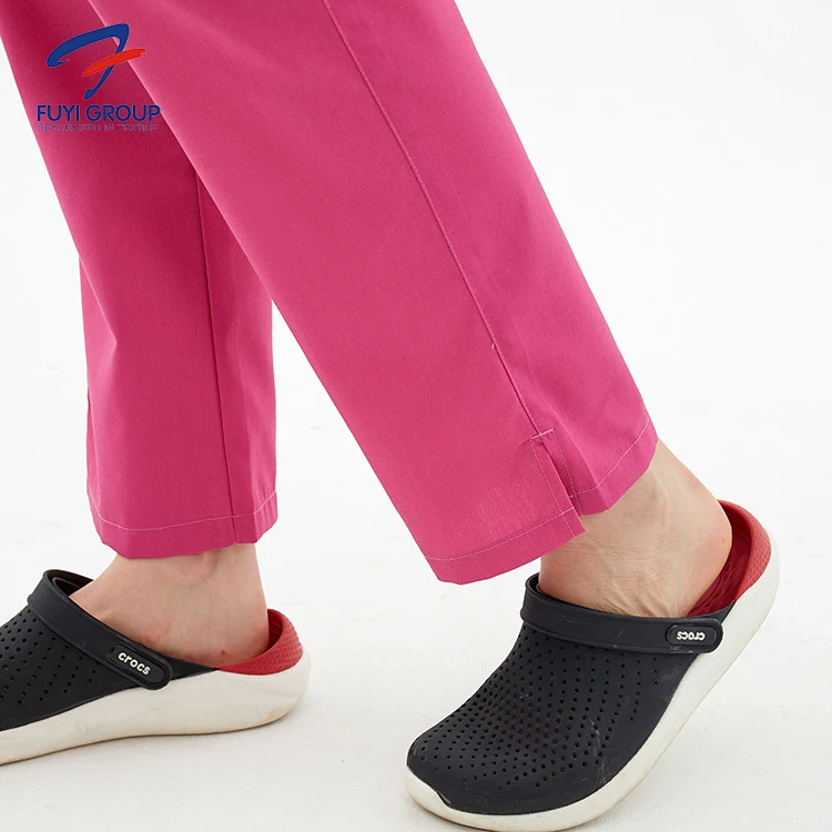 Popular medical hospital v neck stylish pocket short sleeve classic scrubs suit high quality of TRS with Stretchable