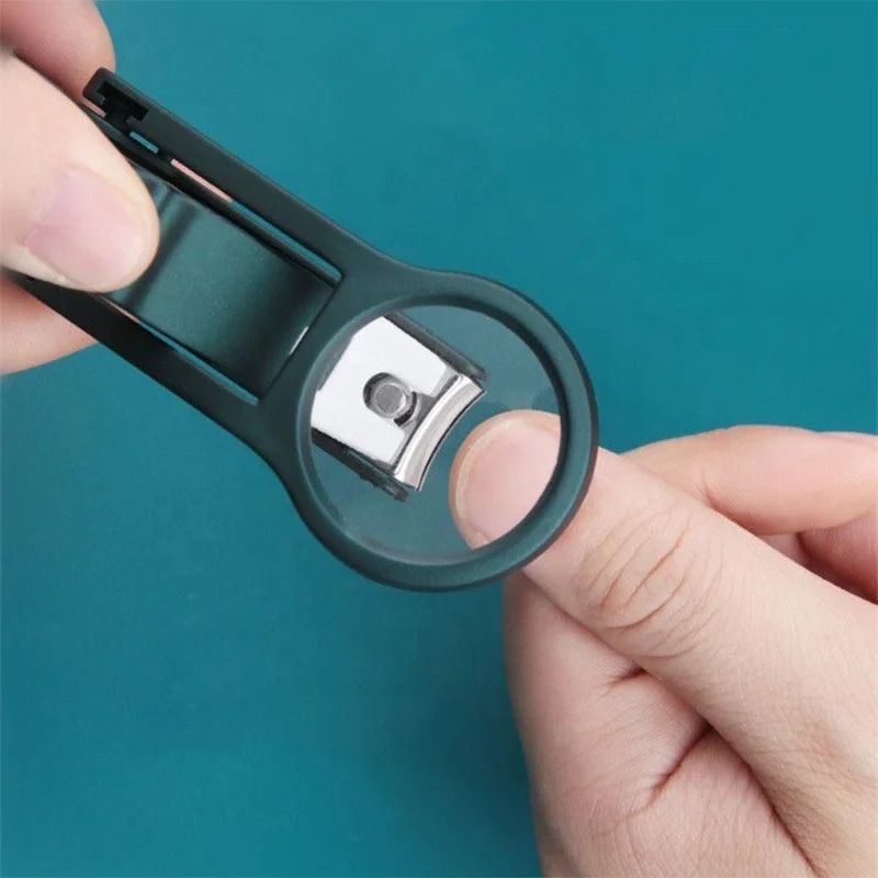 Nail Clipper with Magnifying Glass The Elderly Practical Stainless Steel Nail Clipper Anti-splash Beauty Big Clipper Tool
