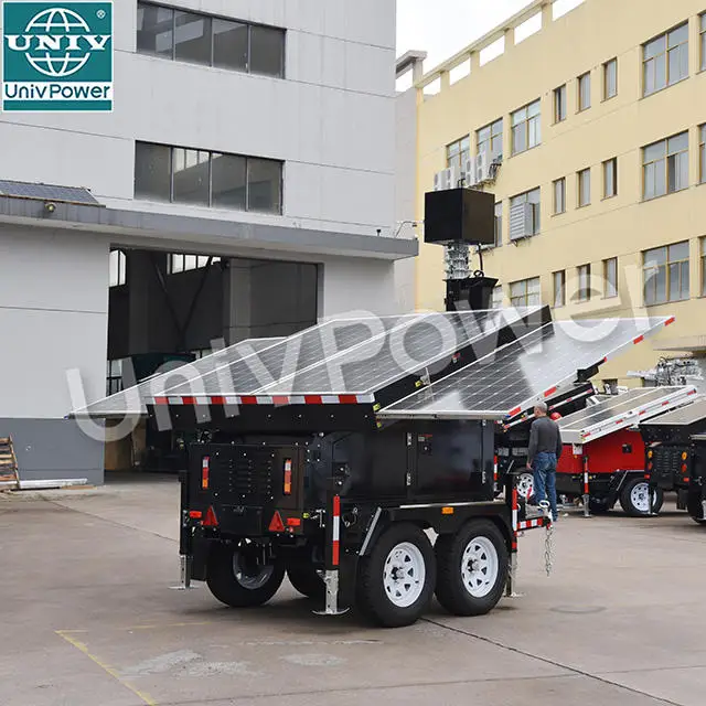 HD Portable Solar Trailer for Surveillance LED Light Source and DC Power Supply Mobile Light Towers