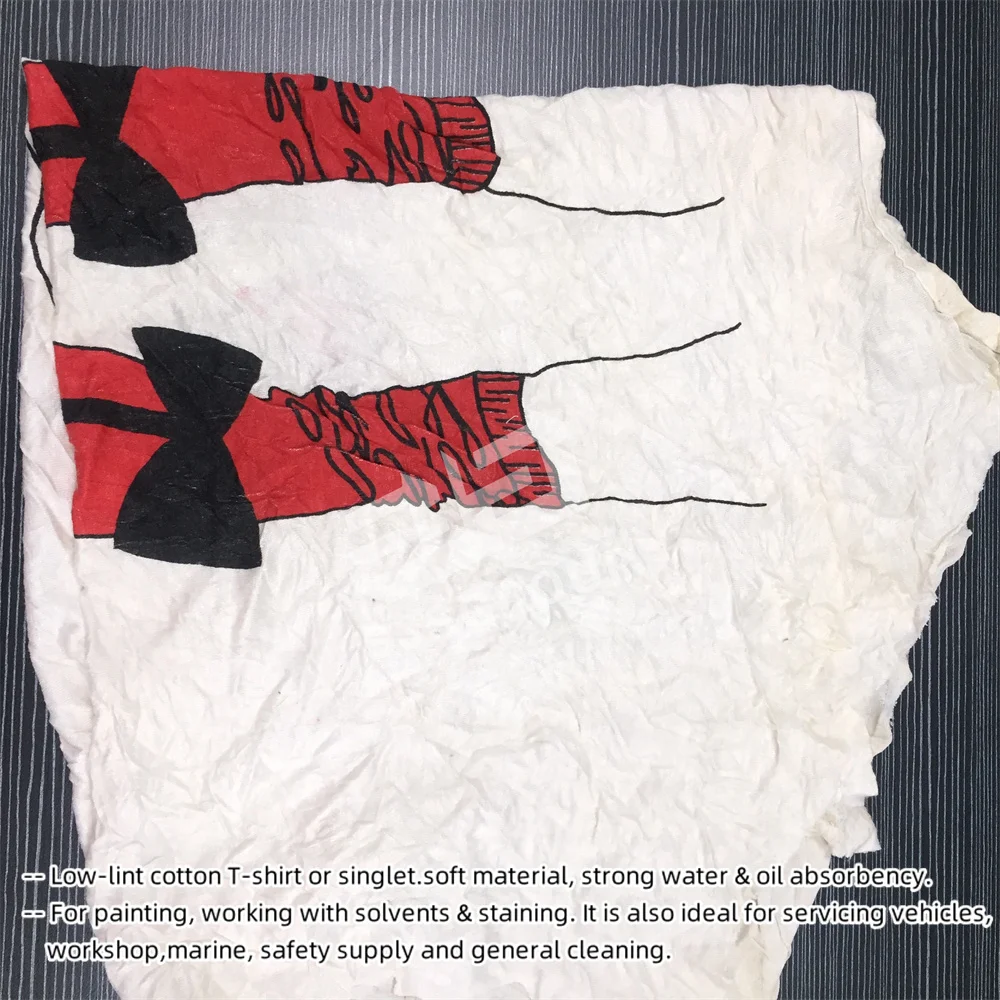 IMPA 232906 Absorb Water Printed White Clean Rag cutting used clothes Cleaning Rags White T Shirt rags