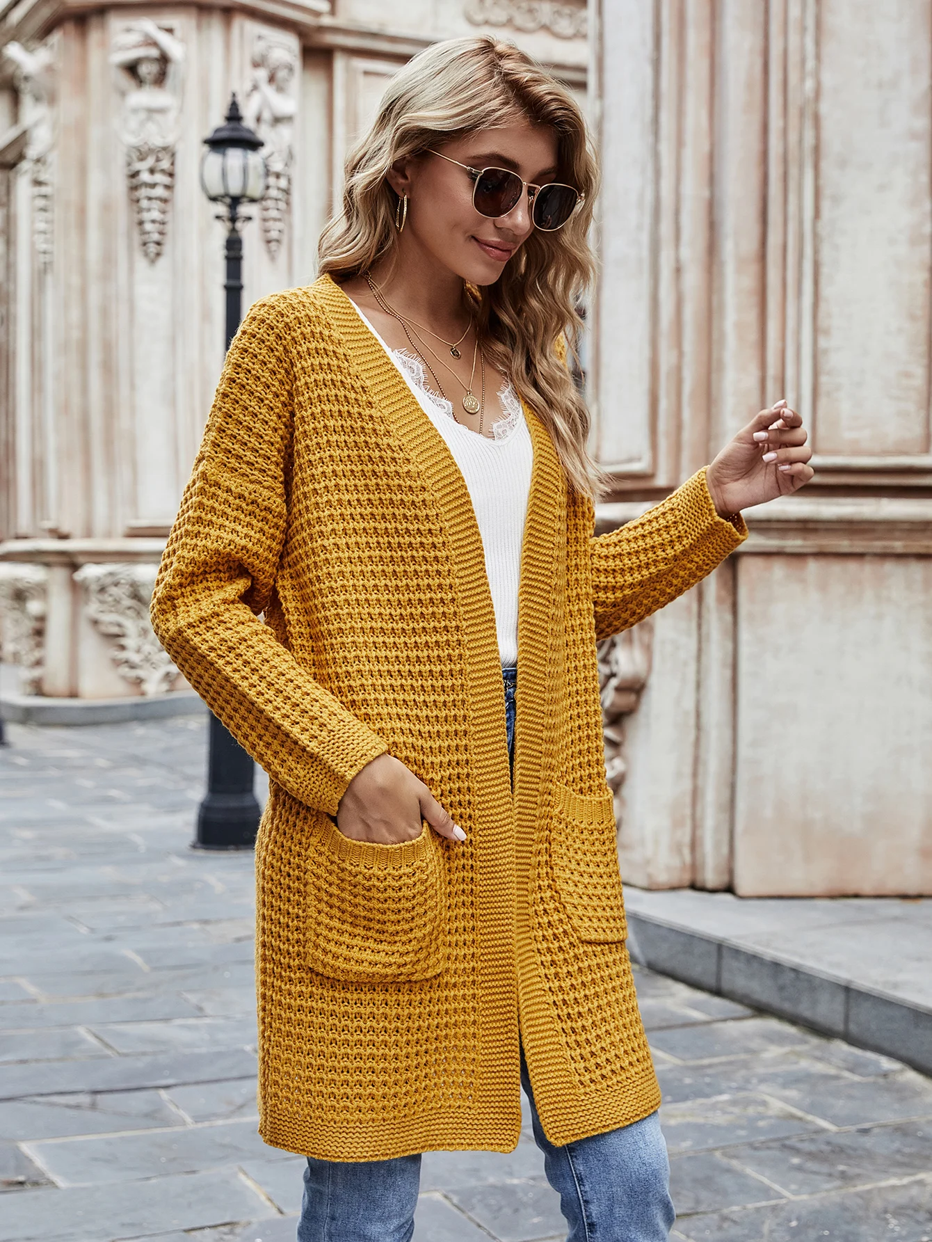 Autumn Winter Hot Sale Knit Cardigan New Loose Plus Size Pure Color Sweater Women Long Coat Clothing