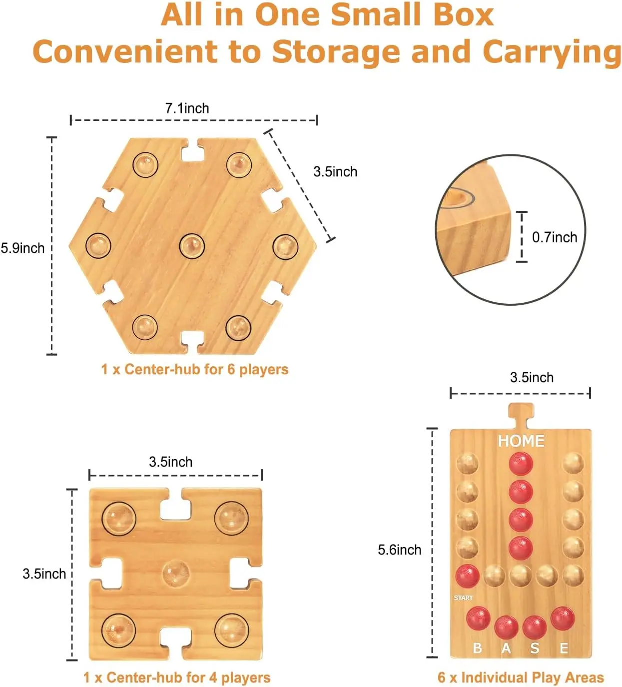 Unisex Portable Wooden Board Games Marble Games for 2-4 Years Family Friends Party Game Nights with 4 and 6 Players