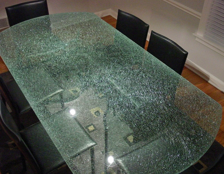 8+8mm America Popular Cracked Ice Laminated Glass Table Top