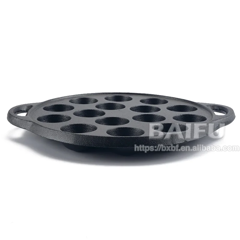 Pre-Seasoned Cast Iron Griddle for Making Poffertjes Pancake Balls, Takoyaki and Thai Kanom Krok