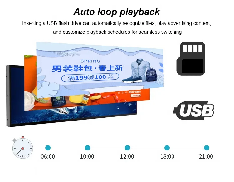 cheap Retail Store Shelf Header Edge Bar Panel Advertising Screen Touchscreen Ultra Wide Stretched Bar Type Lcd Display