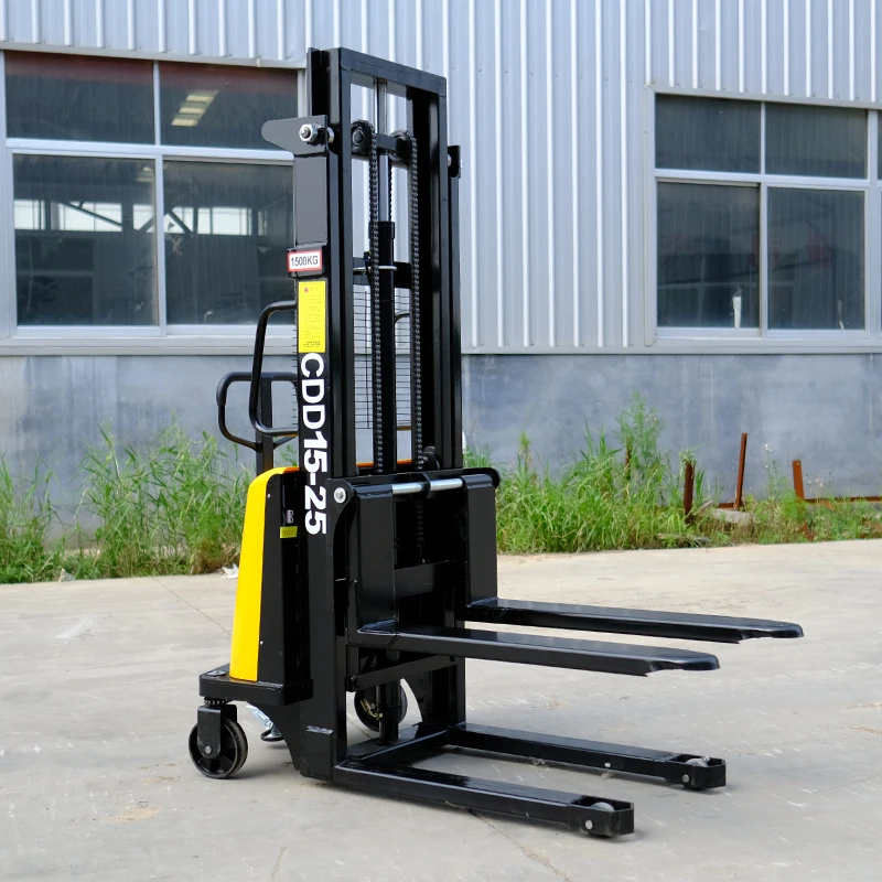High Performance Forklift 1.5 ton 2 Ton Small Semi Electric Stacker Pallet Truck Fork Lift for Warehouse Using