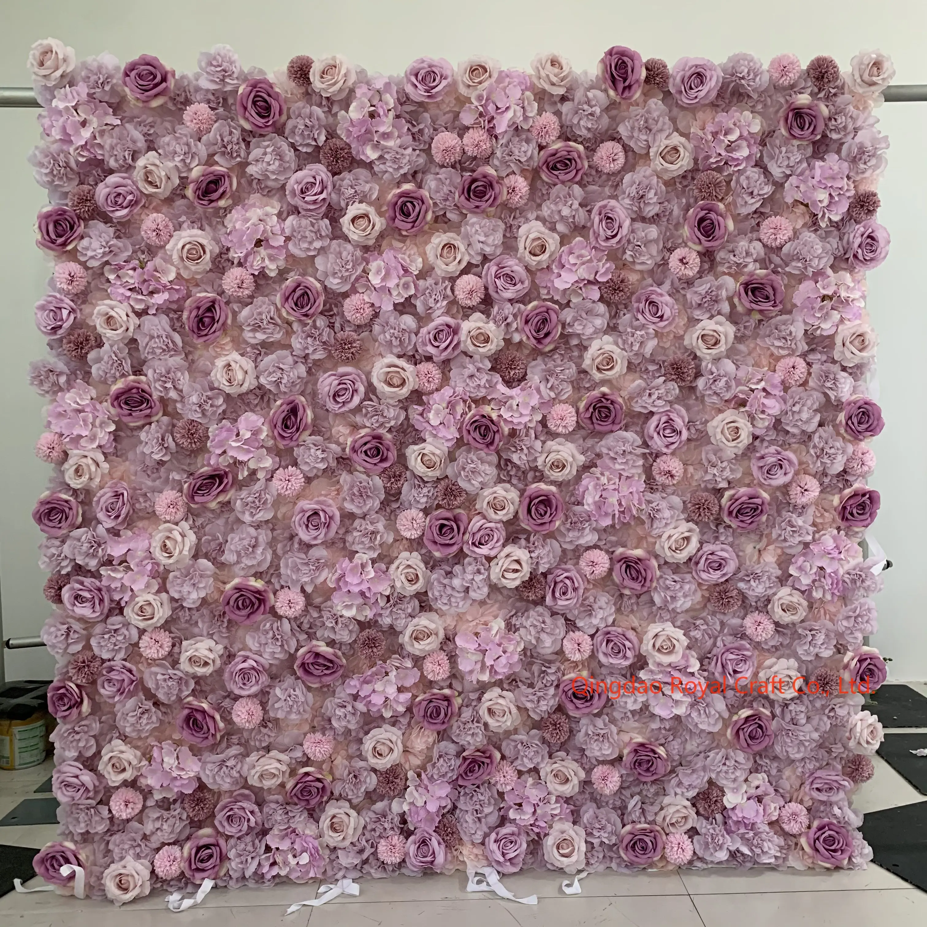 Wedding Stage Decor Floral Background Mat Pink Silk Rose Flower Wall Backdrop Panel 3d Roll Up Fabric Artificial Flower Wall