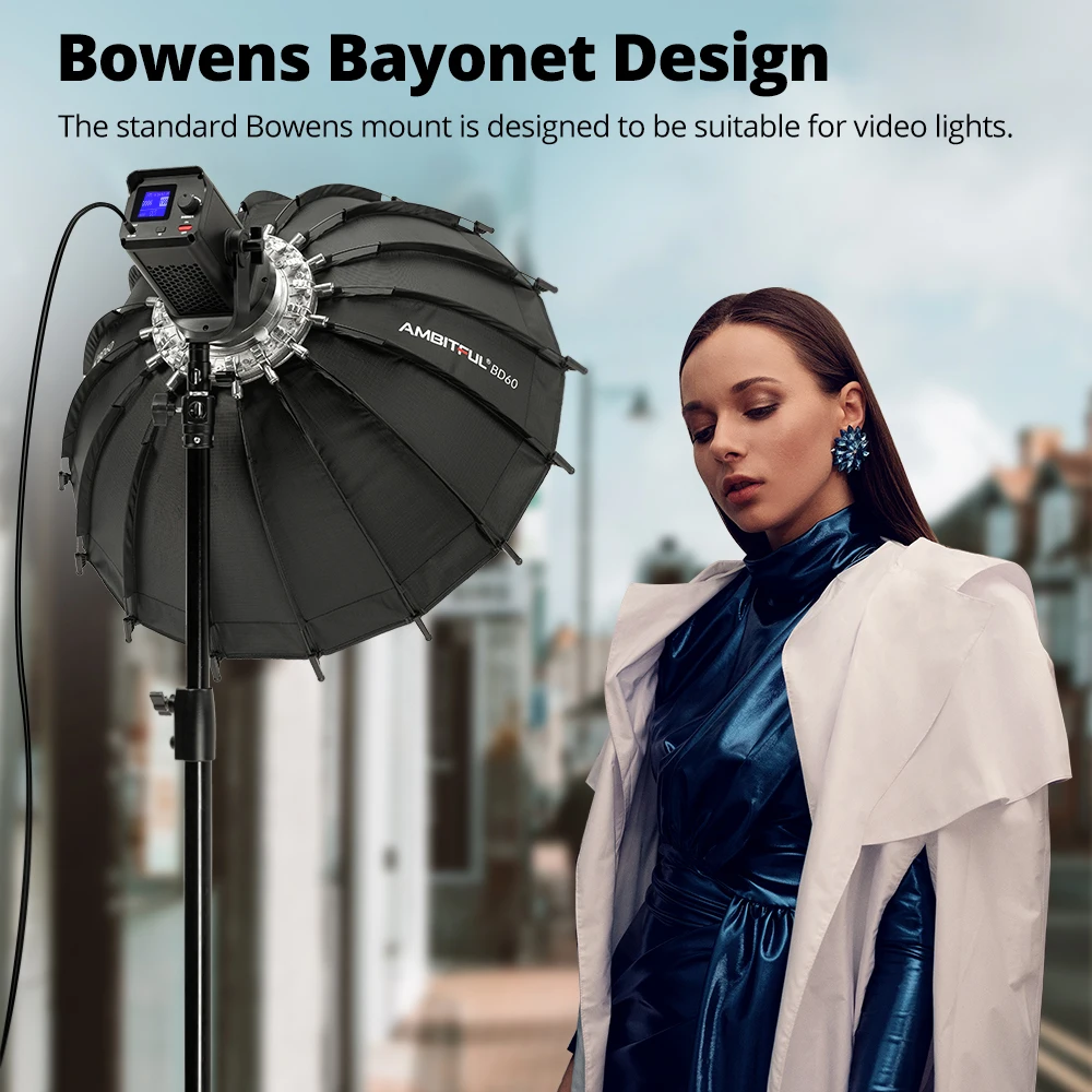 AMBITFUL 80cm parabolic Bowens Mount beauty dish Quick Folding softbox for Studio Photography Outdoor shooting