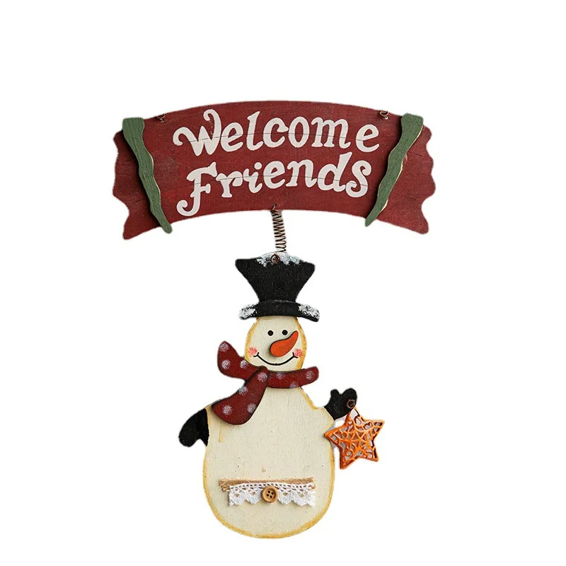 Christmas Hanging Wind Bell Elk Merry Christmas Wooden Hanging Xmas Bell Pendant Hanging Elk Wooden Christmas Bell Ornament