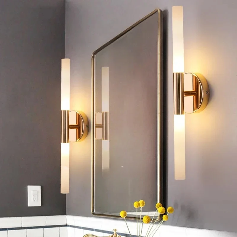 Modern metal tube pipe up down LED lamps Bedroom foyer washroom living room toilet bathroom wall light lamp