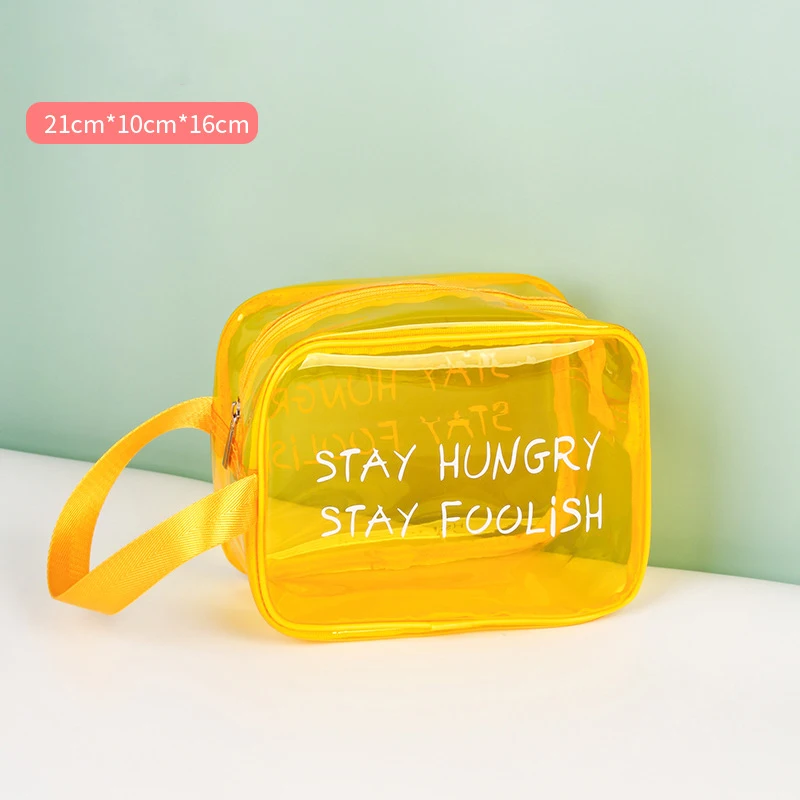 Custom Waterproof Clear Make Up Bags Transparent Travel Toiletry Bag Washable Pvc Zipper Cosmetic Bag