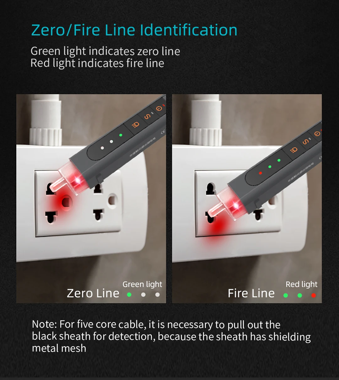 JIMIHOME JM-G2704 Test Pen Electricity Detector Mini Electric Tester
