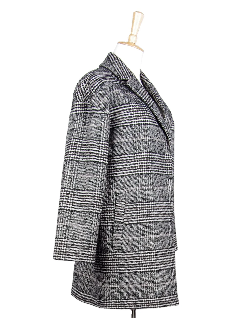 
Very Classic Fahion Winter Check Wool Coat Blend Women Fittede Long High Jackets  (60680471682)