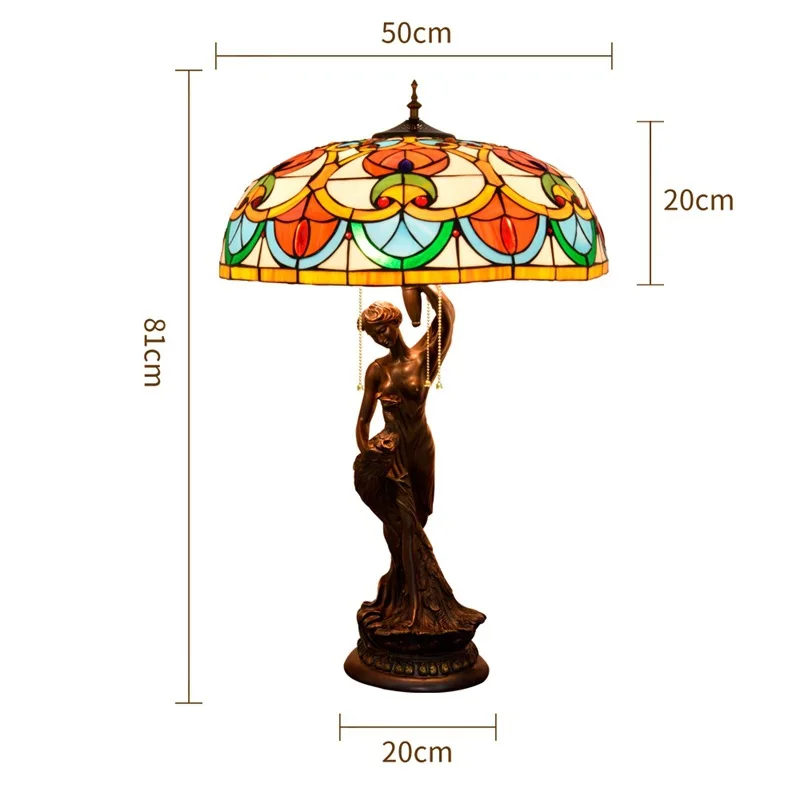 
Room Decorating Light Victorian European-Style Creative Luxury Hotel Wrought Iron Table Lamp Vintage Tiffany-Style Tiffany Lamps 