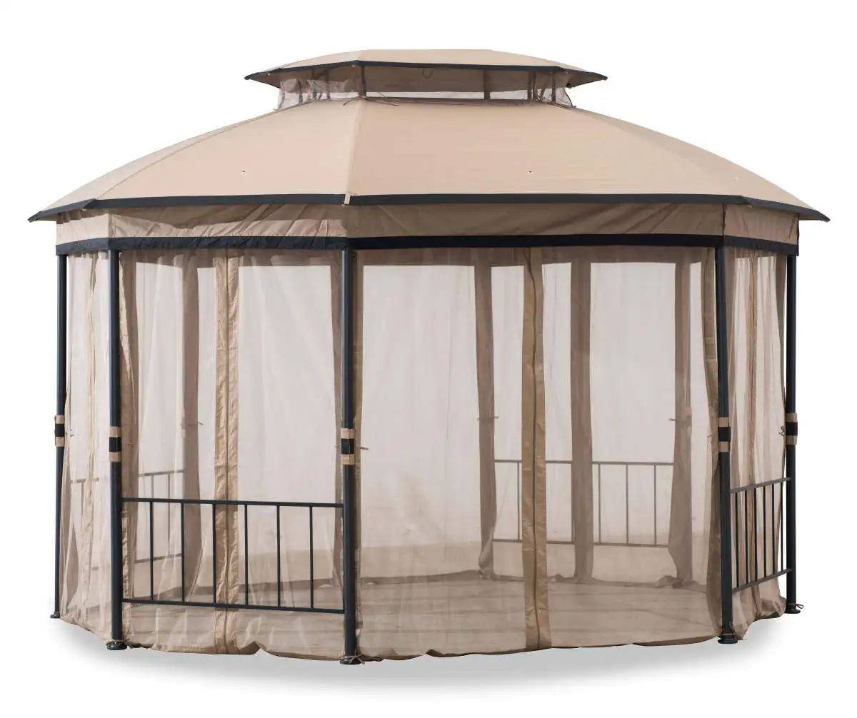 12 ft. x 10 ft. Octagonal Steel Frame Gazebo with Tan Canopy