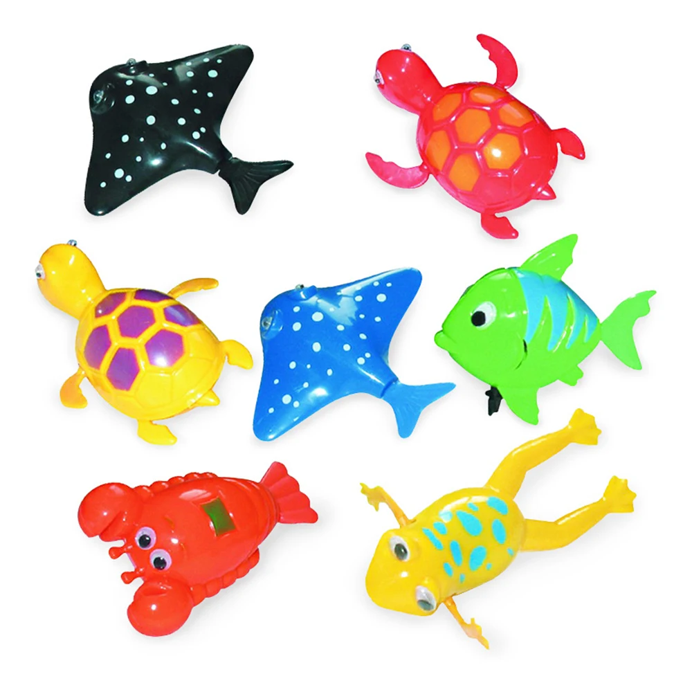 WGL498 Wholesale Baby Bath Swimming Wind Up Toy Sea Animal Turtle Frog Fish Plastic Clockwork Toy