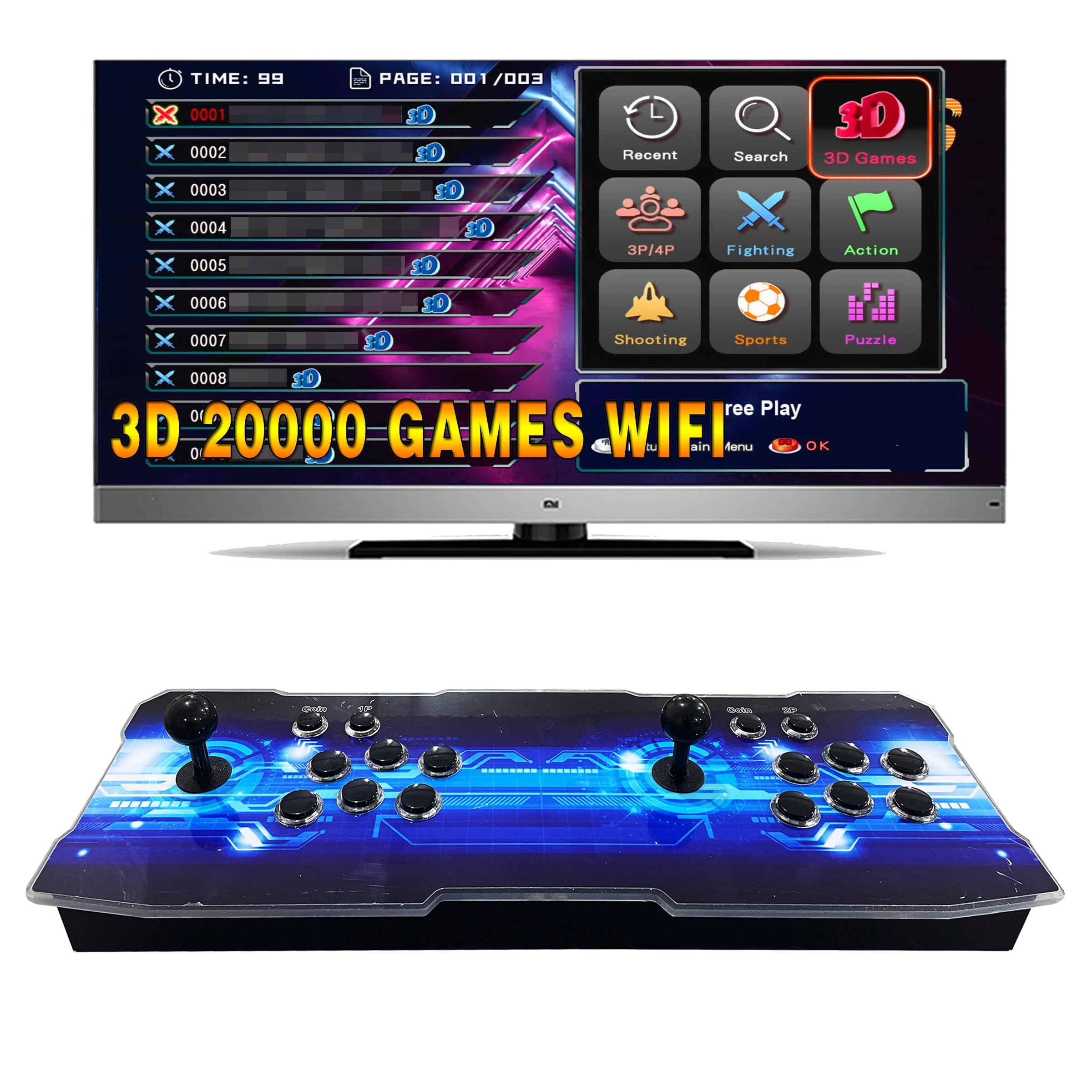 Family entertainment professional 2 players retro arcade video game 3d arcade machine game board box joystick video arcade