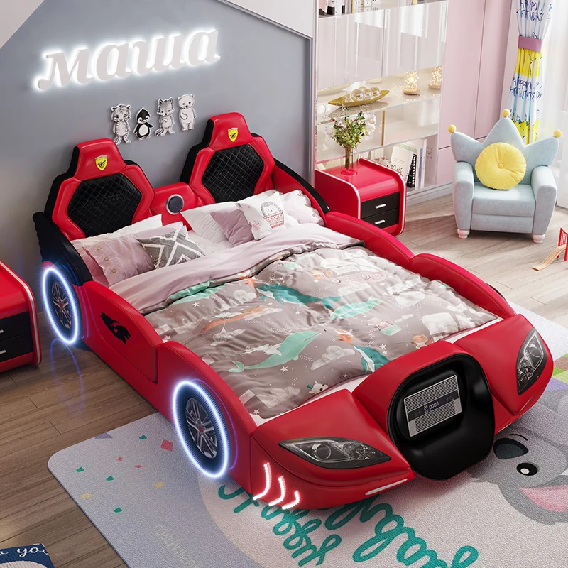 Home bedroom furniture kids car children bed Kids race car bed for sale LED Light and Music bedroom furniture set for boys