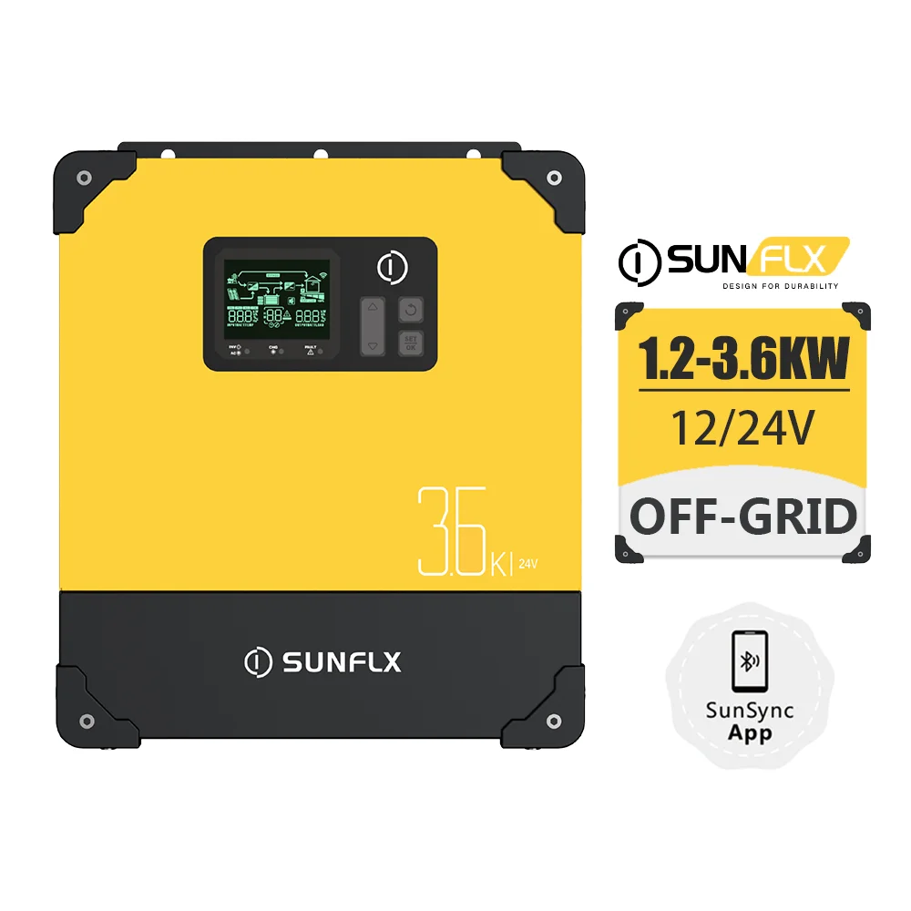 Sunflx Off Grid 1KW 2KW 3KW Home Inverter Pure Sine Wave 3000w with MPPT Hybrids Frequency Inverters for Solar Energy System