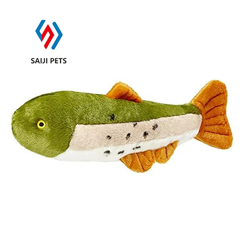 Creative goldfish shaped Plush pet dog cat toy chew molar interactive squeaky pet plush toy fish