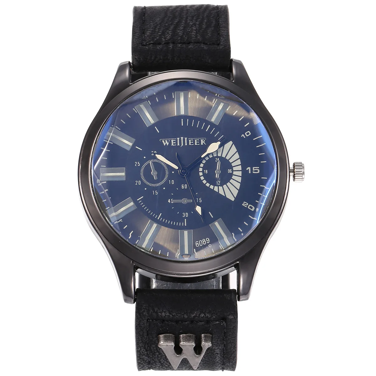 Fashion Business Formal Casual Large Dial Belt Quartz Watch with Bracelet Set 3pcs/set