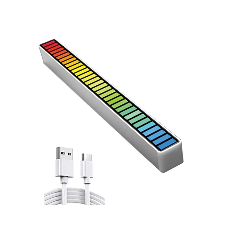 Мини алюминиевый сплав из силиконового материала музыка ночной праздничное настроение автомобиля светодиодная световая балка, звук голоса управления светом