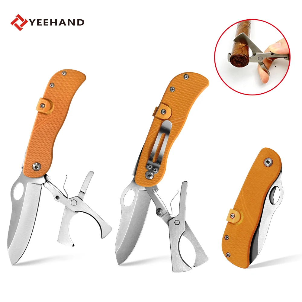 New Design G10 handle stainless steel cigar cutter multifunctional cigar scissors