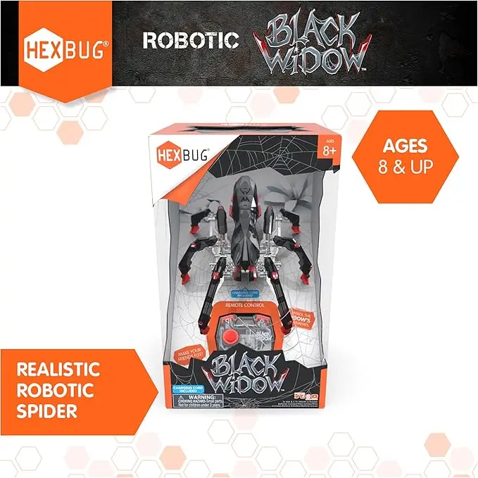 HEXBUG Remote Control Black Widow Rechargeable Robot Spider Toys for Kids Adjustable Robotic for Boys & Girls Ages 8 & Up