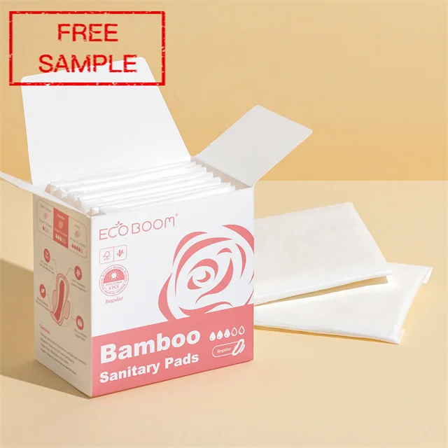 ECO BOOM free shipping pack ladies night stock sanitary pads in bulk organic cotton compostable woman panty liner