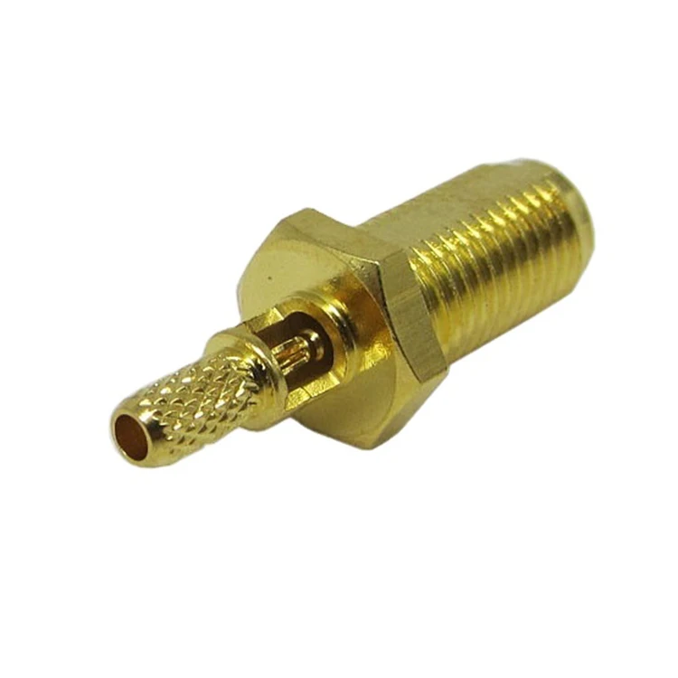 High quality full brass RF Coaxial straight RP SMA female reverse sky window connector for RG174 cable