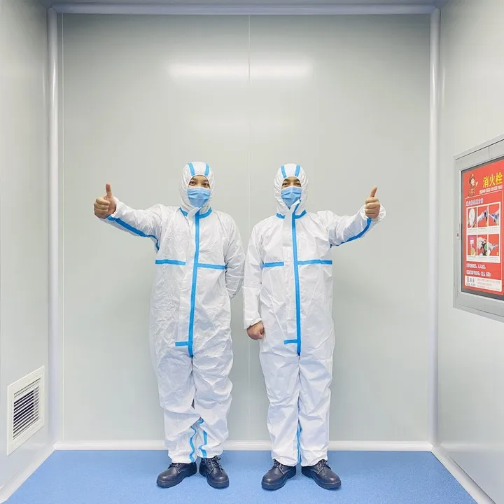 QiuYan CE Disposable Coverall Medical Protective Suit With Hood Waterproof Protective Clothing