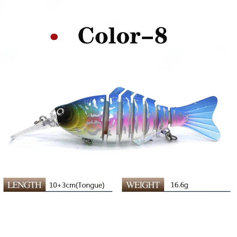 3D Printing Fishing Lure 7 section Multi-jointed Type Hard Bait Wobbler 16.6g 100mm