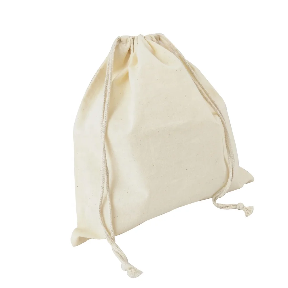 China Bags Factory Directly Custom Printed Cotton Calico Canvas Muslin Drawstring Bags