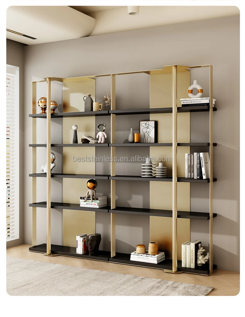 Industrial Style Gold Multi-Functional Display Racks Book shelves for book Board Metal Bookshelf