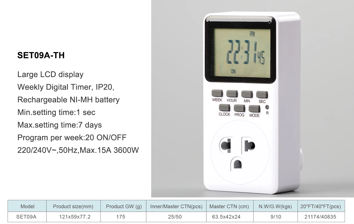 Factory direct 220/240V outlet digital  electric programmable timer switch