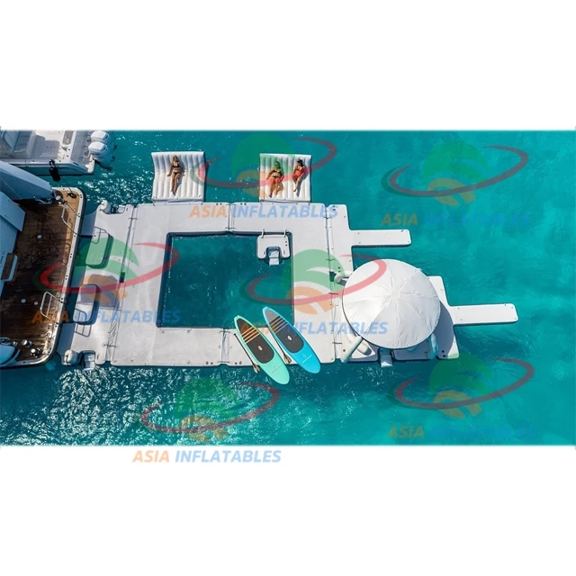 Water lake comfortable floating island inflatable dock platform aqua party