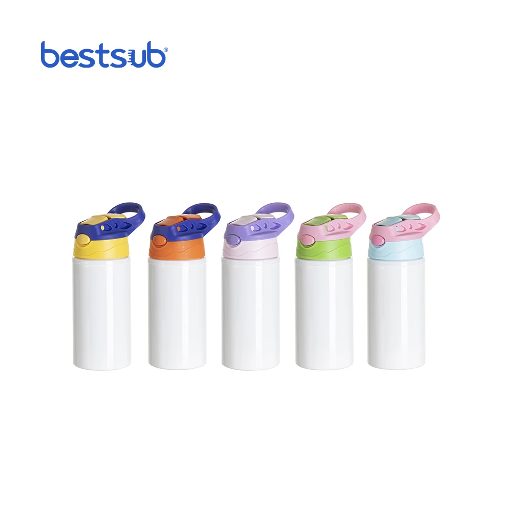 BestSub Wholesale Custom Personalized Sublimacion Blanks 17oz 500ml White Aluminium Kid Sports Water Bottle With Lid