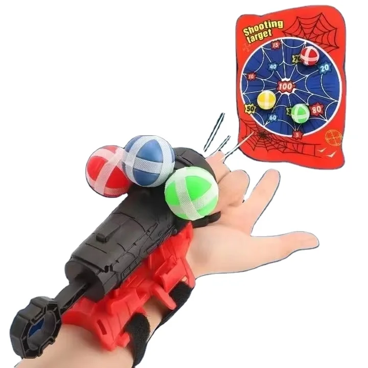 Hot selling Spider Man Sticky Ball Gun Launcher  and Shooting Toy Anime Character Shooting Watch Toy for children