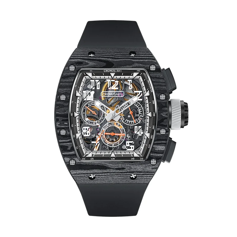 Luxury and Durability Combined - Visible mechanical Carbon Fiber Automatic Watch for Men