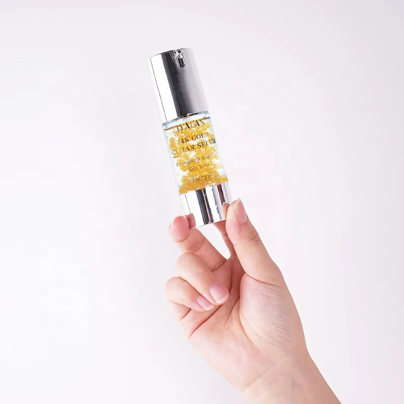 Private Label Facial Anti-aging Essence Nourishing Brighten Skin Tone Natural Organic Collagen 24K Gold Caviar Face Serum